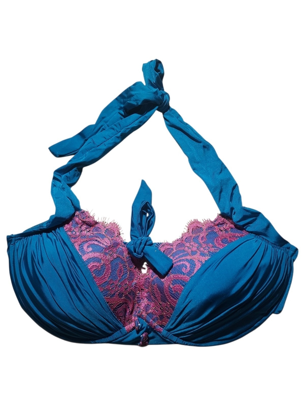 Beach Bunny Big Girls Don't Cry Bikini Top with Pink Lace